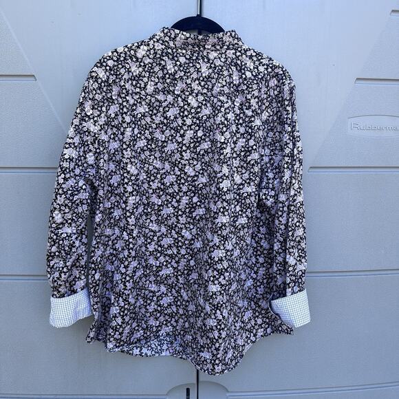 Lot x 2 Chaps No Iron Button Up Shirts 1X Floral & Polka Dots Cotton Flip Cuff - Picture 7 of 14